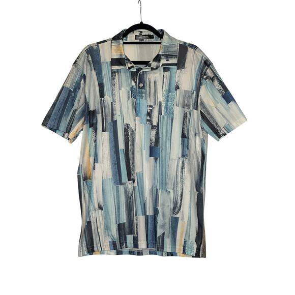 SportBull blue stripe short sleeves golf shirt size large - Picture 6 of 7
